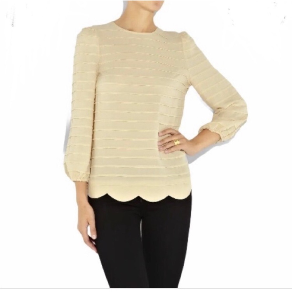 Tory Burch Cream Scalloped Blouse